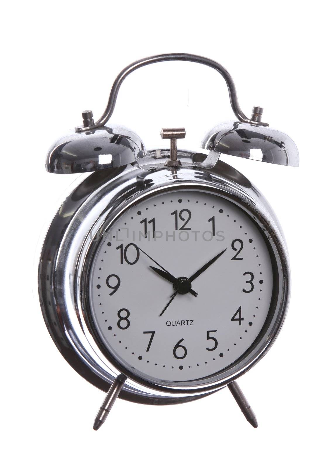 Old style alarm clock isolated on a white background