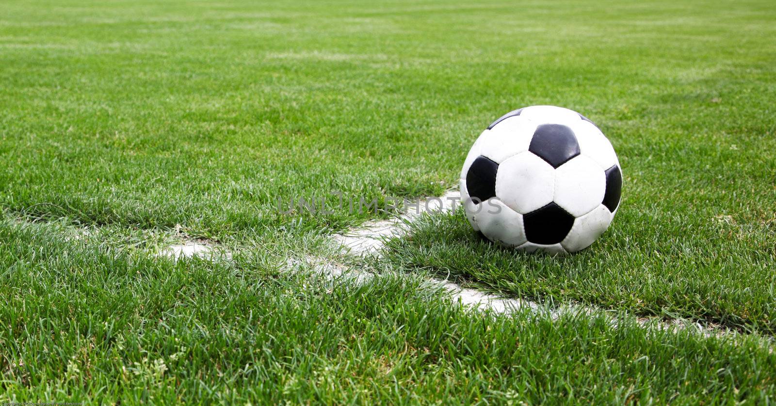 Soccer Ball Closeup On A Stadium Corner