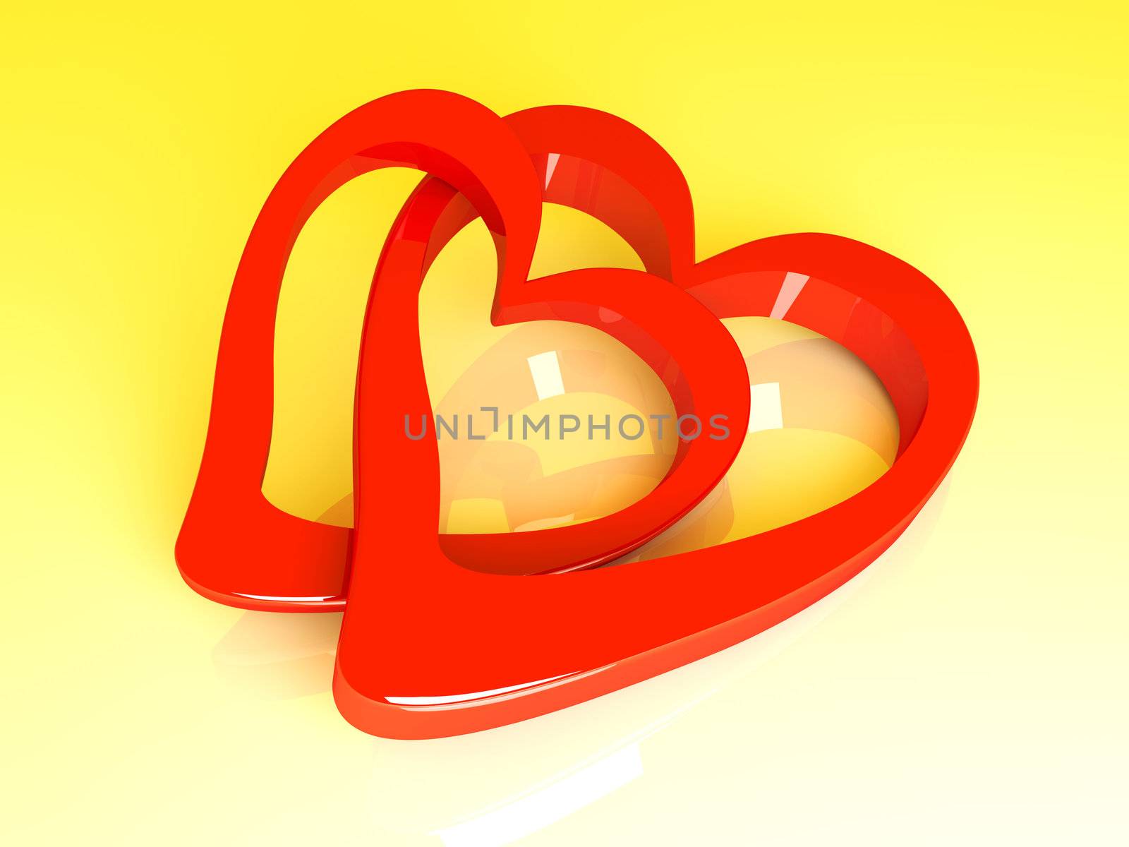 3D Illustration. 3D rendered Heart Shapes.
