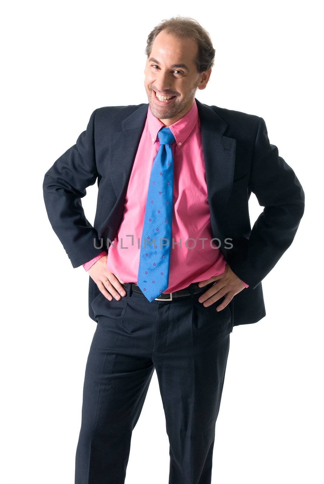 Businessman laughing on white background by dgmata