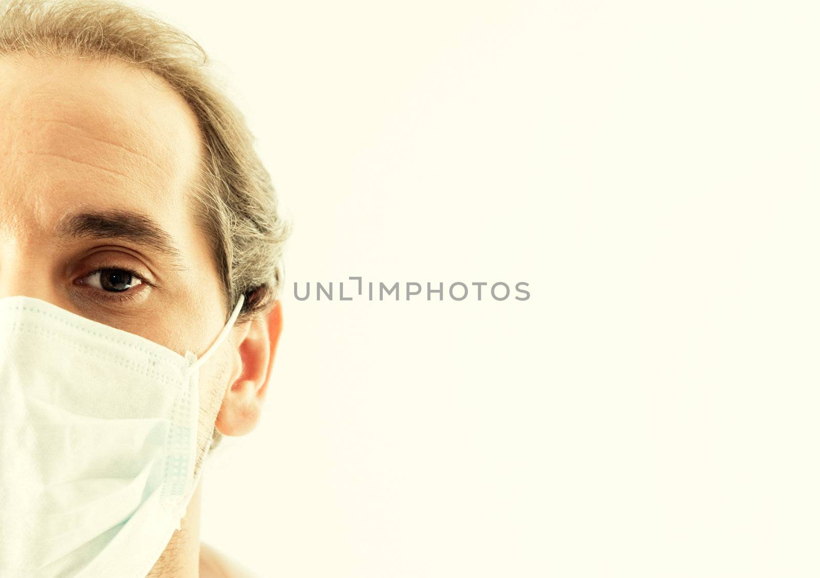 Doctor closeup with flu mask