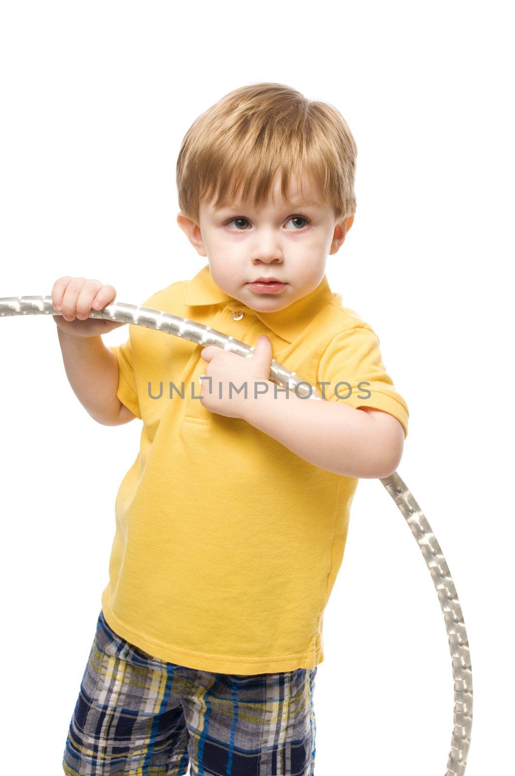 youg child or children at play and having fun shot on a white background