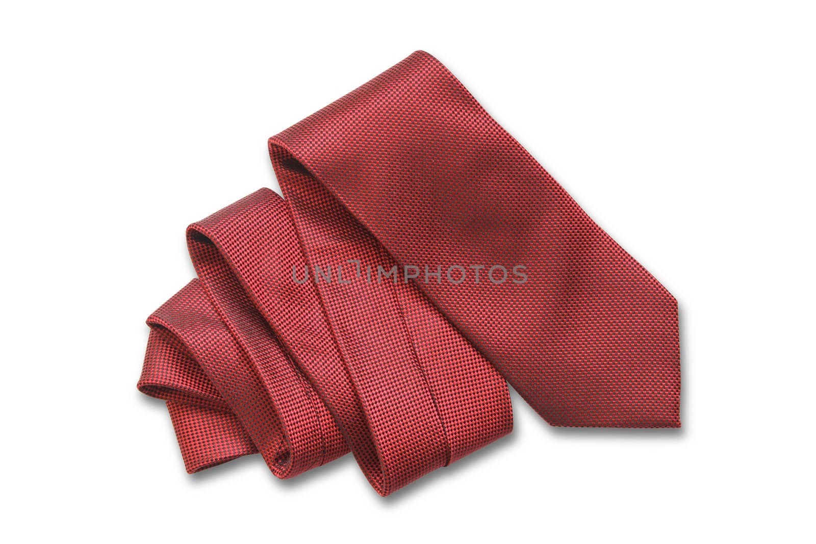 Red necktie isolated on white background with clipping path