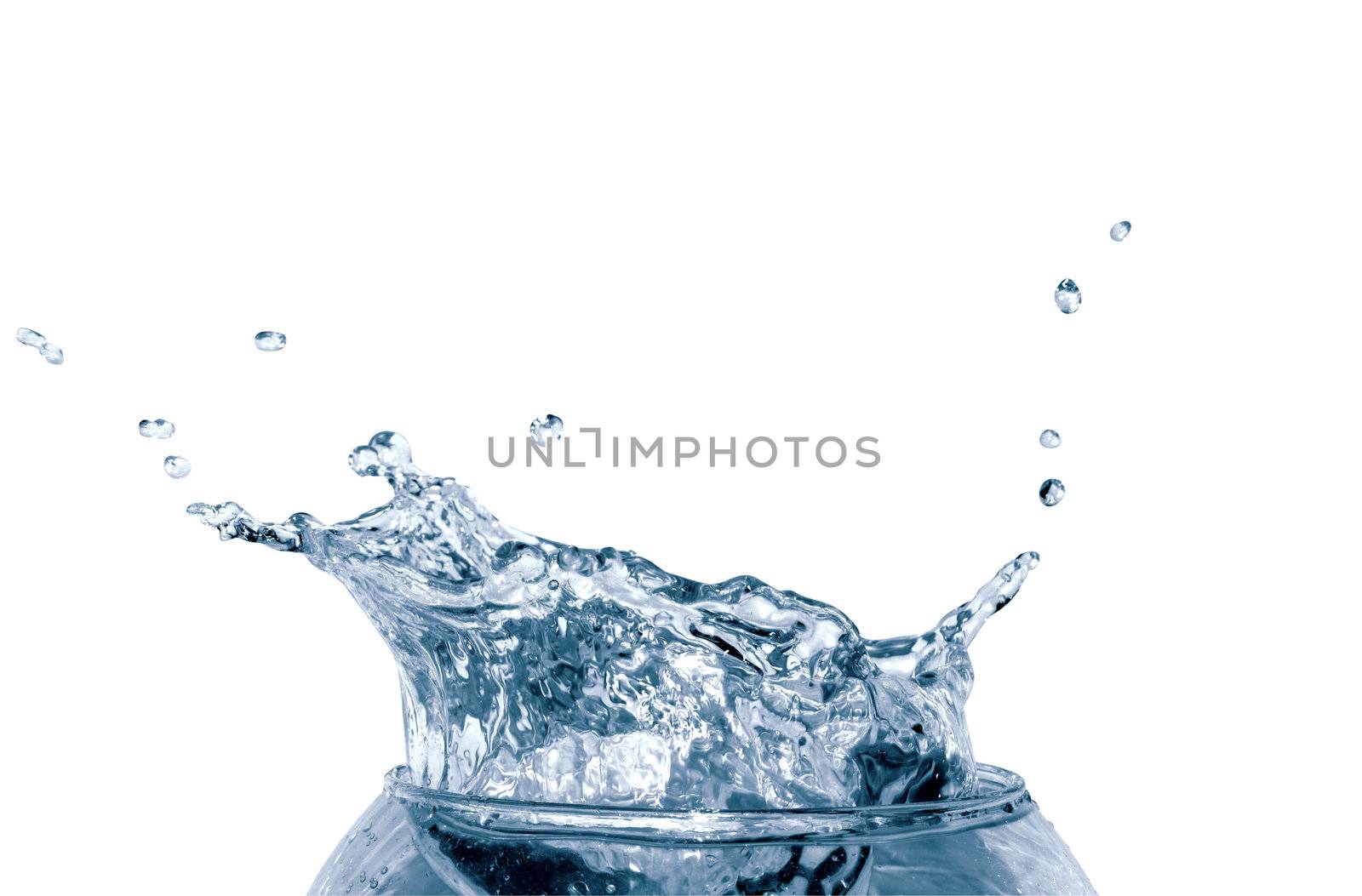 Splashing water abstract background isolated on white with clipping path