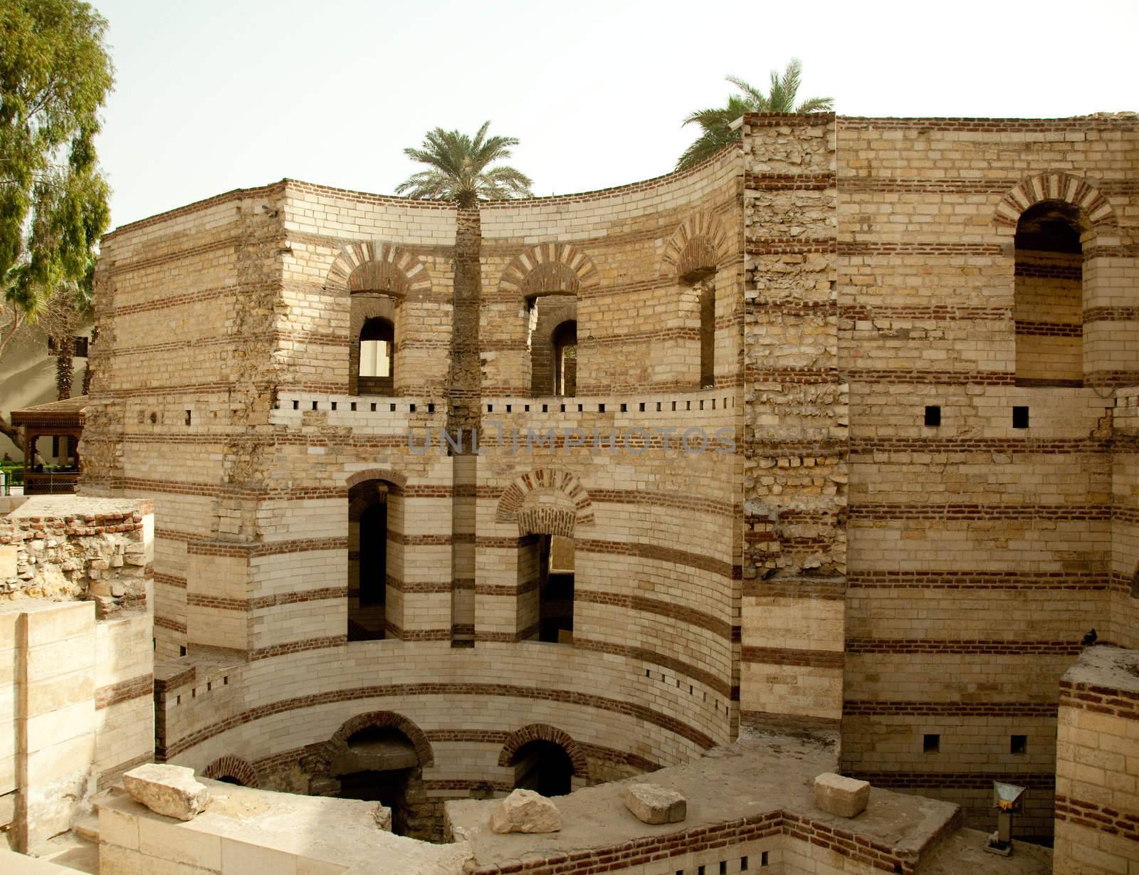 Old roman tower of Babylon in Coptic area of Cairo by steheap
