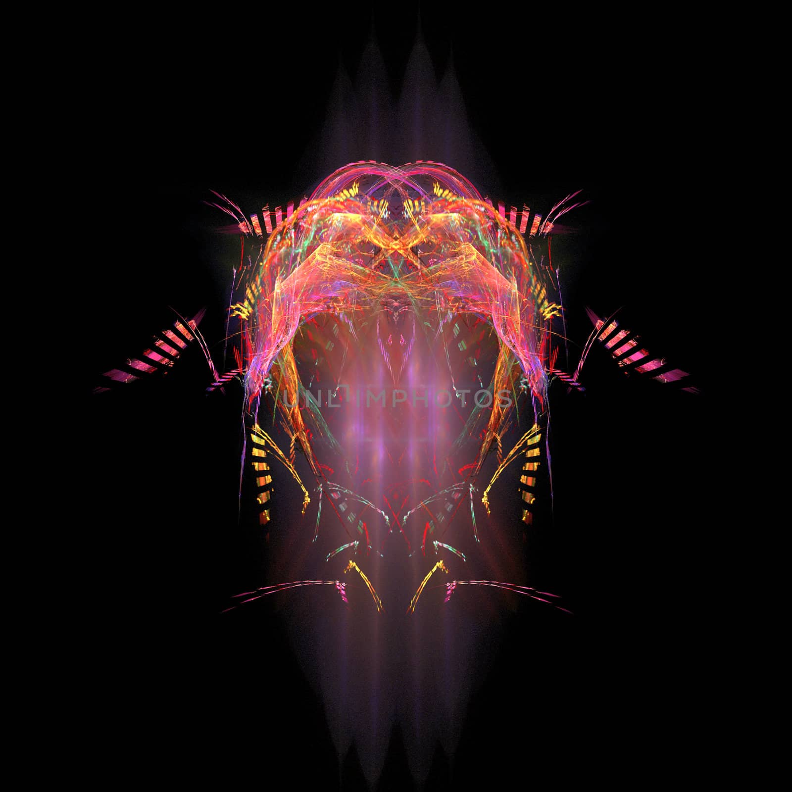 A bug like fractal isolated on a black background