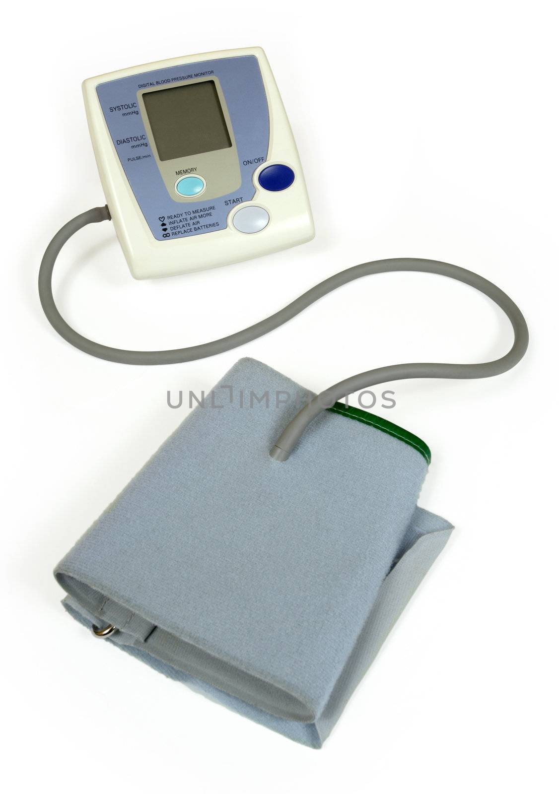 Medical equipment for checking your blood pressure. Focus on the monitor.
