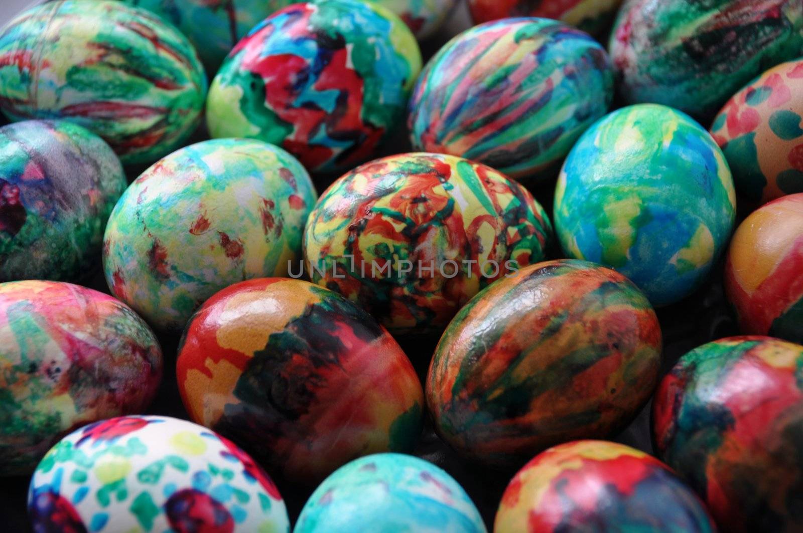 Collection of colourful easter eggs background