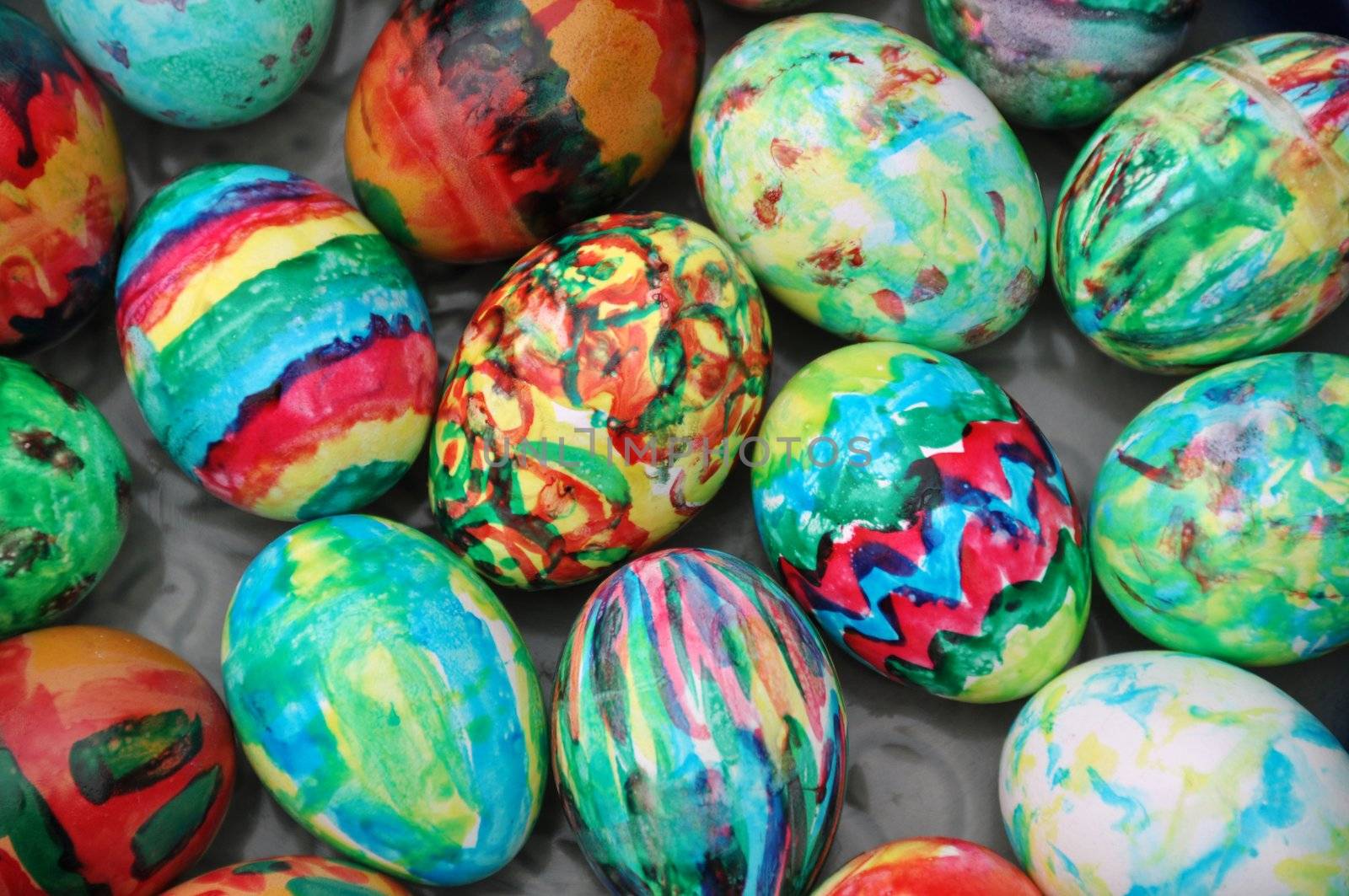 Collection of colourful easter eggs background