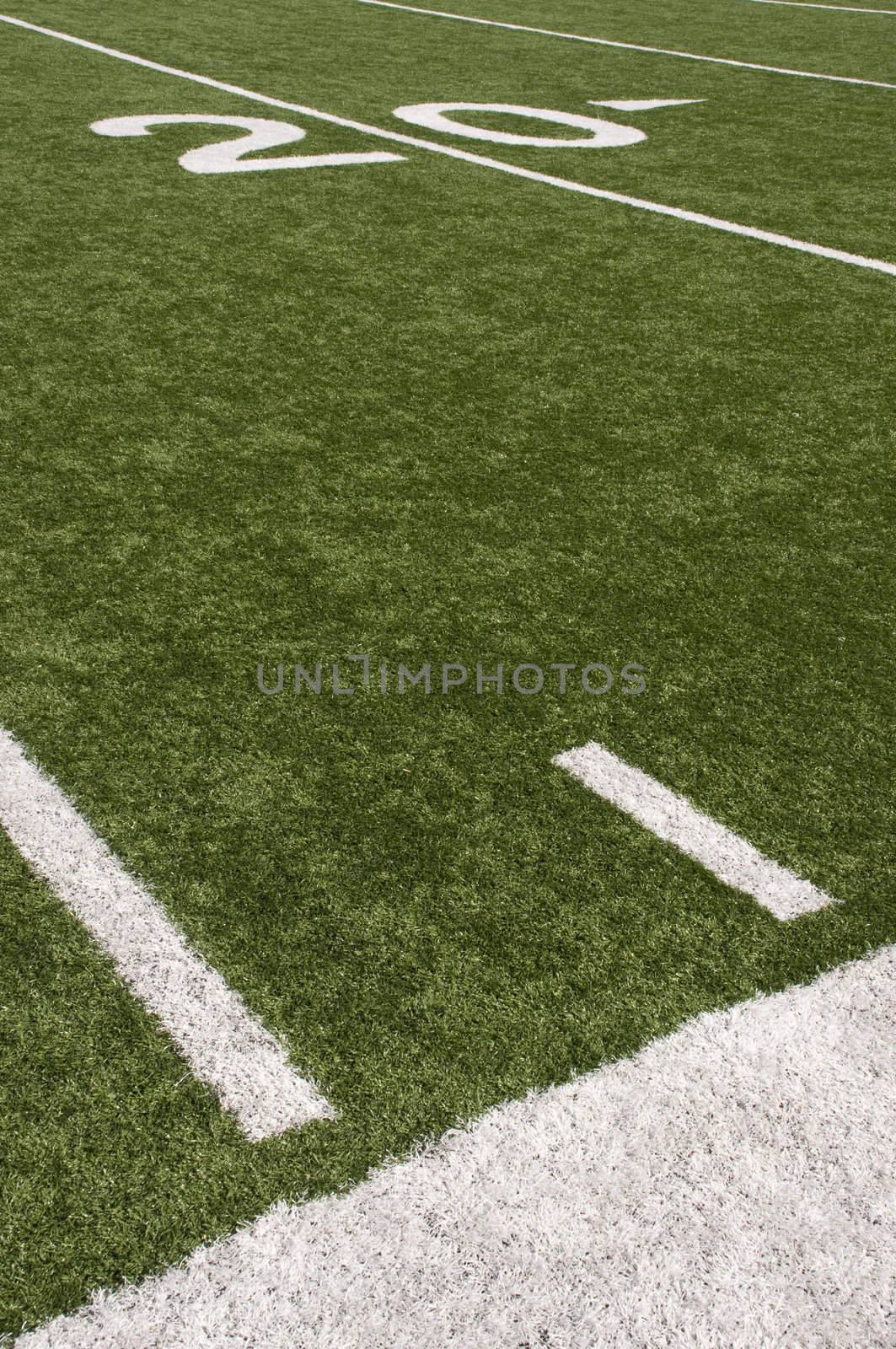 American Football field turf and white painted lines