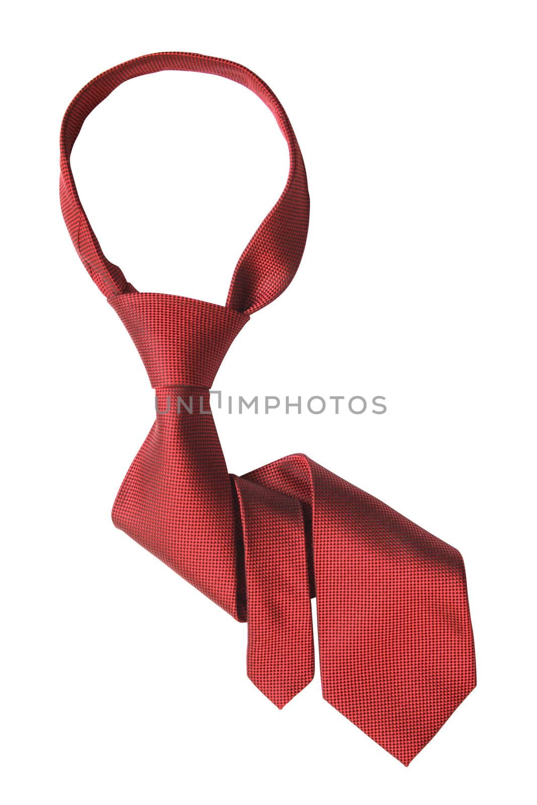 Red necktie isolated on white background with clipping path