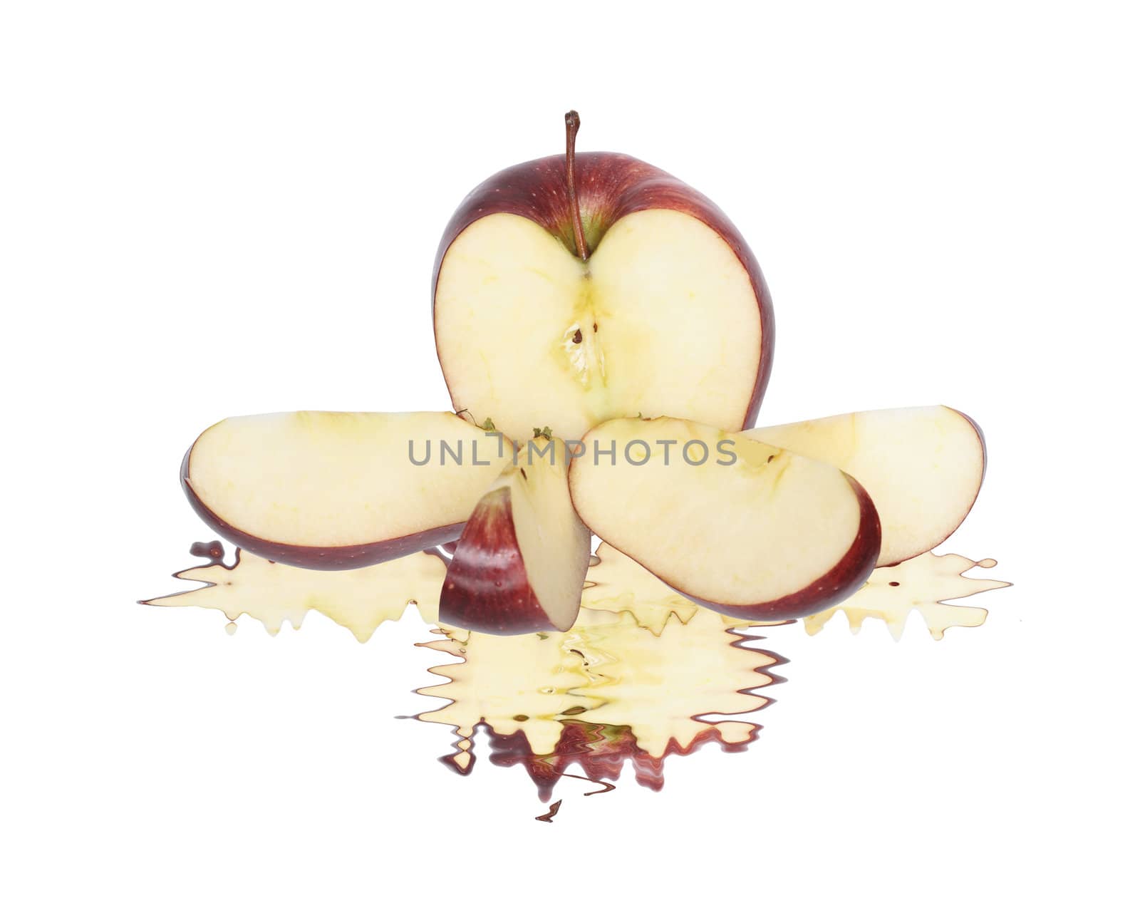 Red sliced apple isolated on white background with clipping path