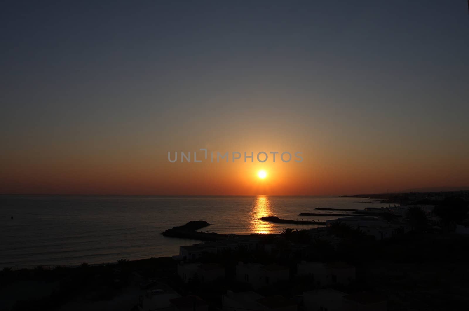 Beautiful sunset on Crete island