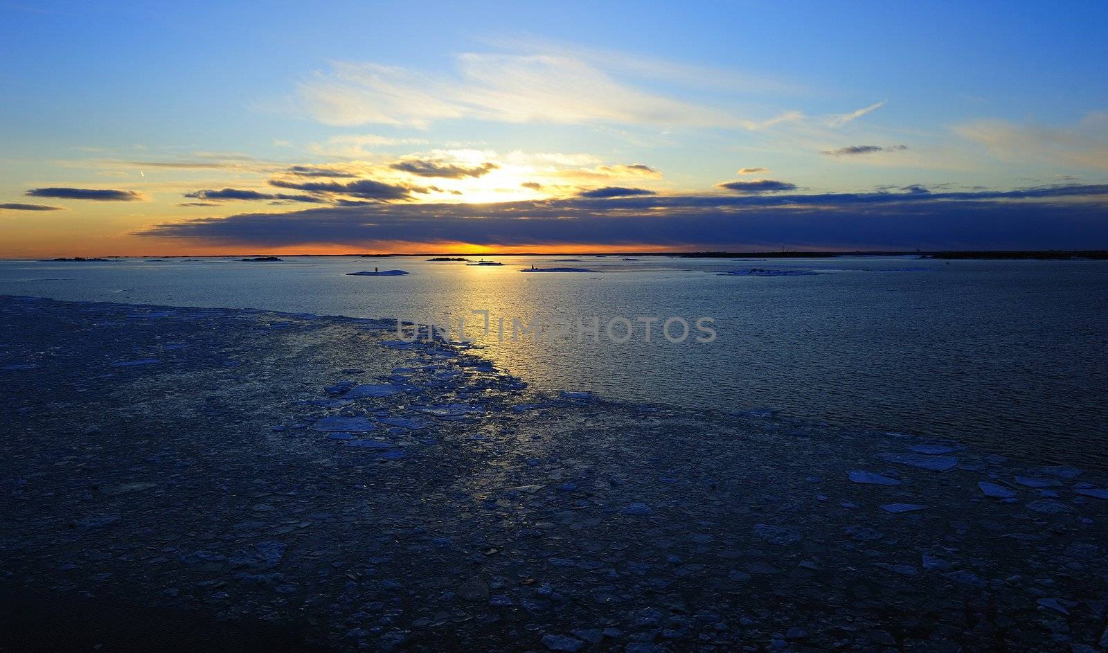 Sunset on Baltic Sea, on viking line Helsinki to Stockholm, March 2010