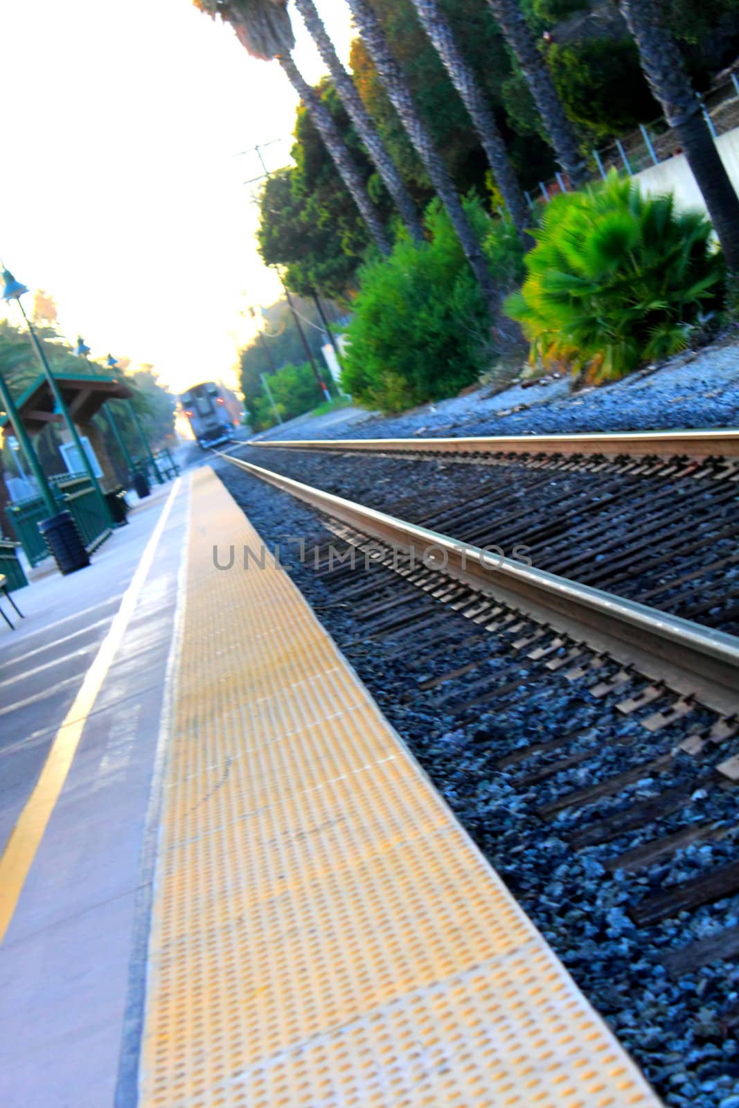 Train Station in Ventura California with a view of the tracks