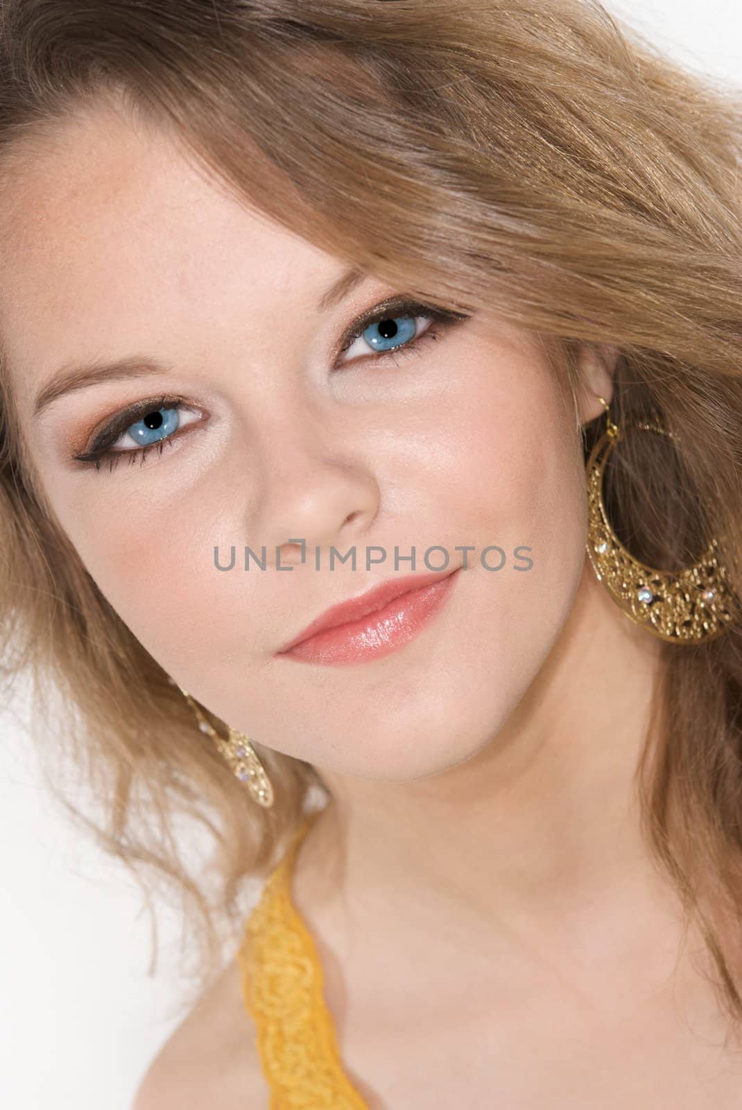 Headshot of Teenager with Deep Blue Eyes