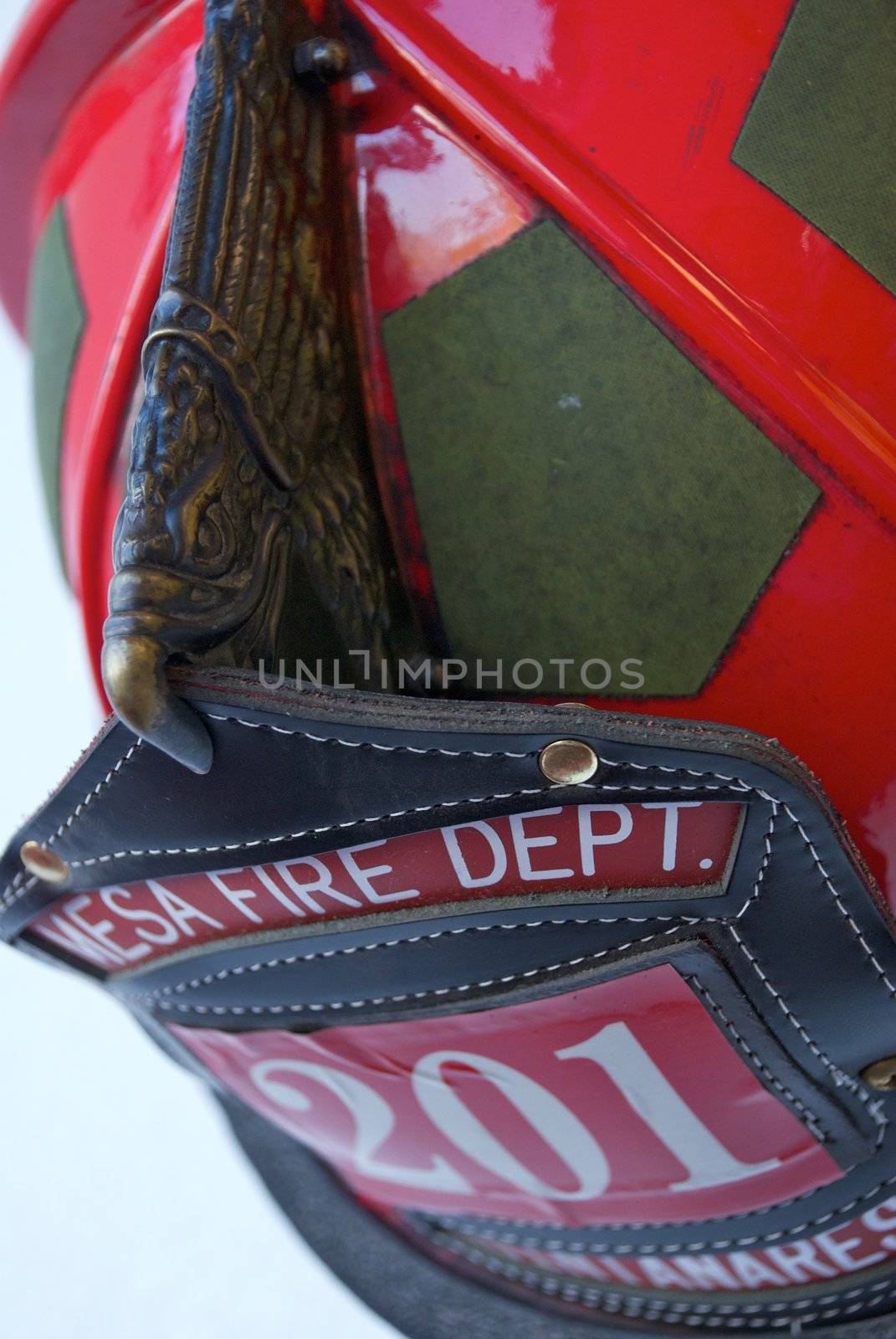 Bright Red Fireman's Hat with Brass Eagle by pixelsnap