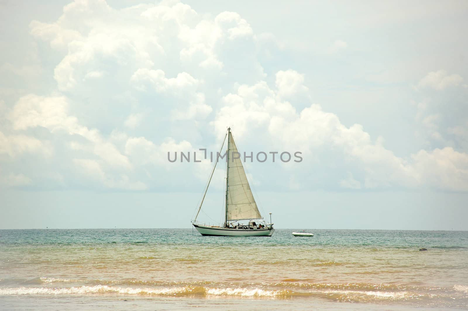 Boat sayling near the beach