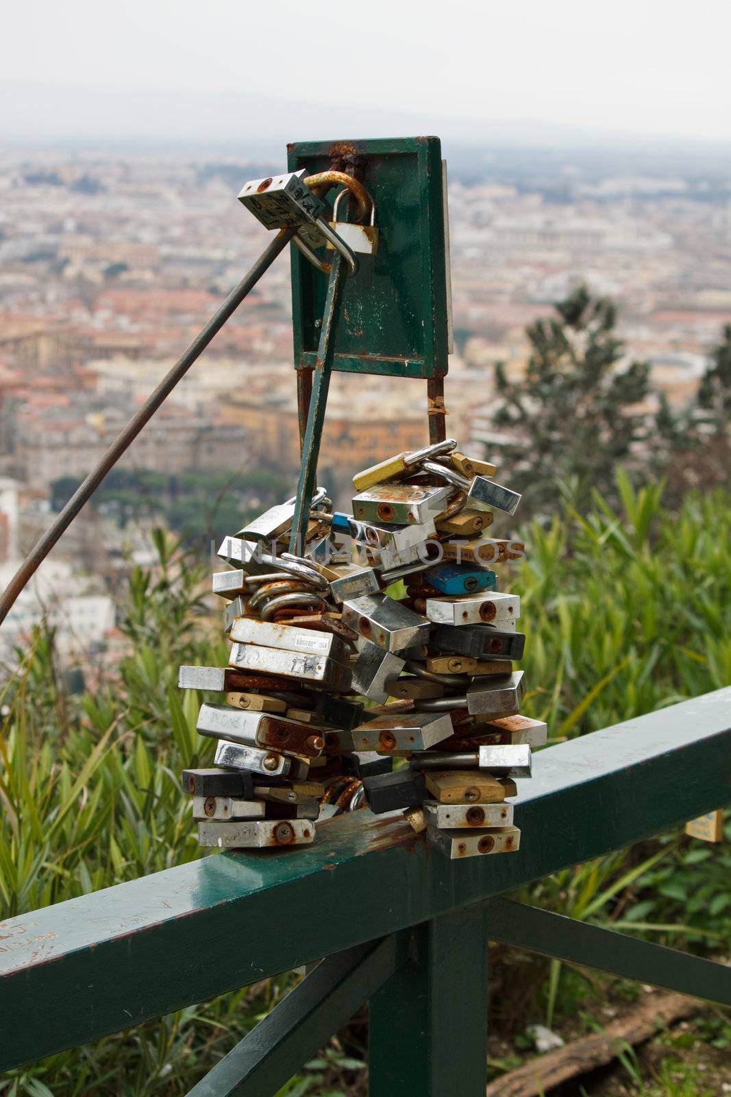 Rome is a very romantic city. Padlocks of eternal love 