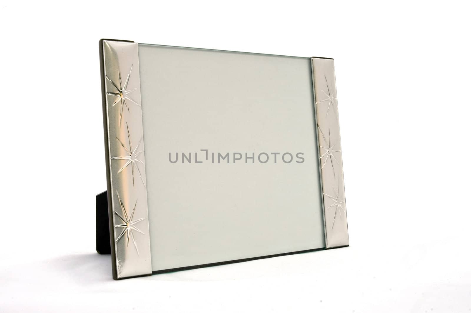 empty frame in silver on white background