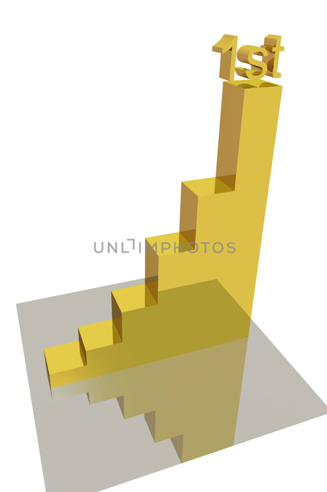 3D chart showing first place. This image is a 3D render.