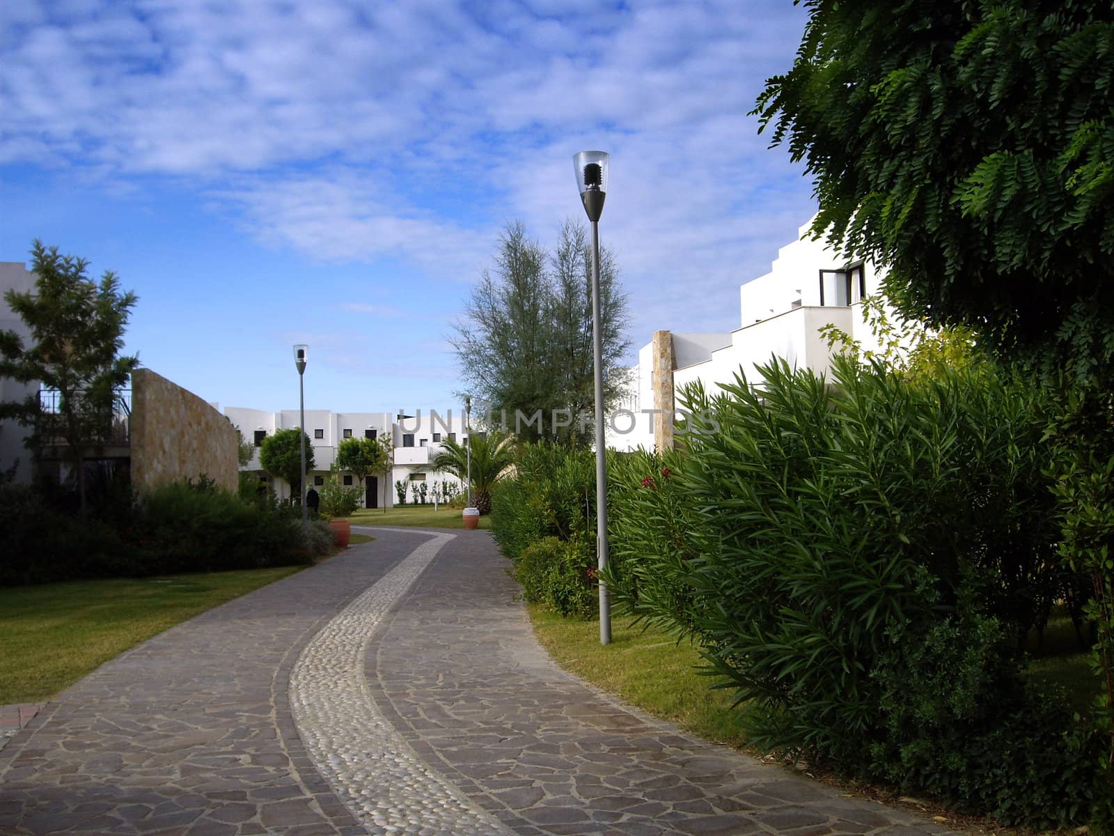 overview of a section within a holiday village in Puglia