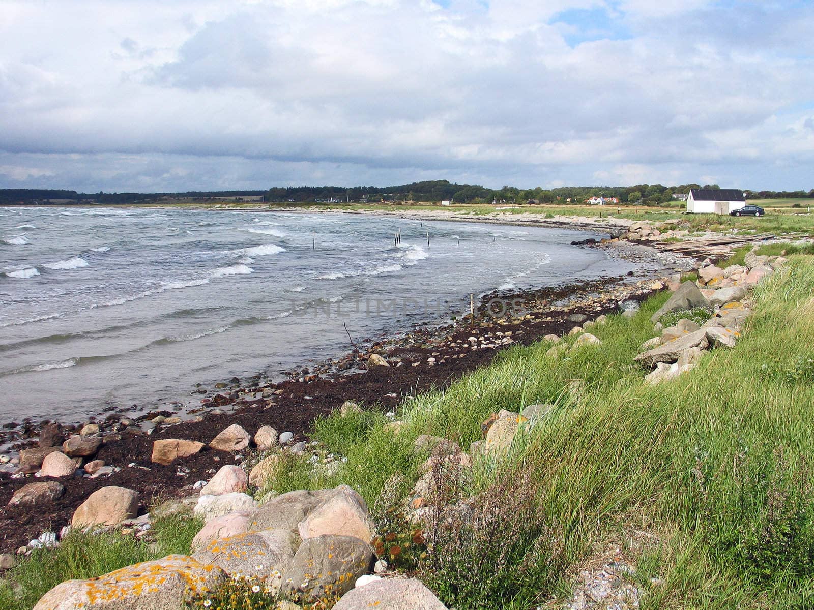Seascape of a beach in Helnaes Denmark
