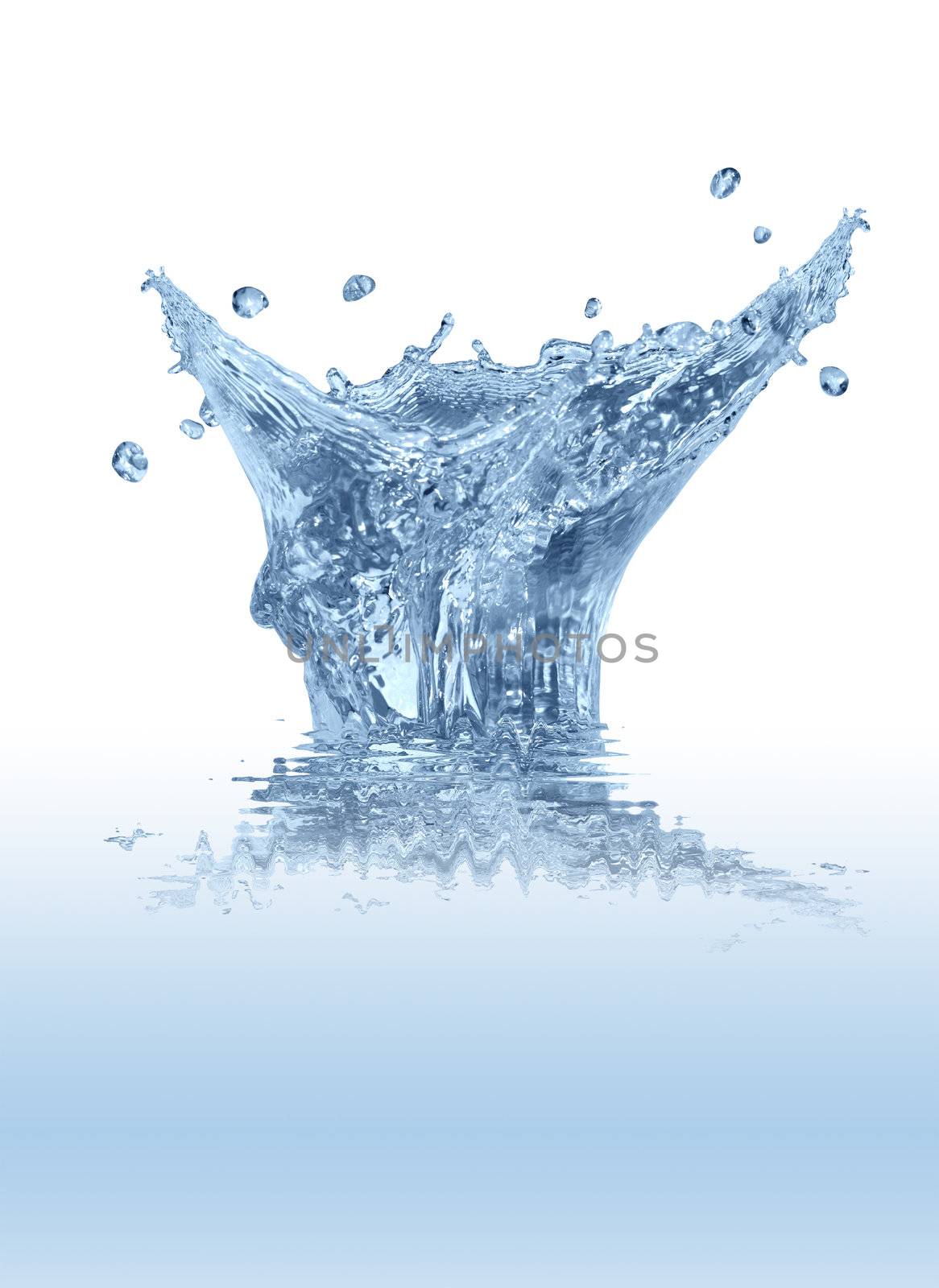 Splashing water abstract background isolated on white with clipping path