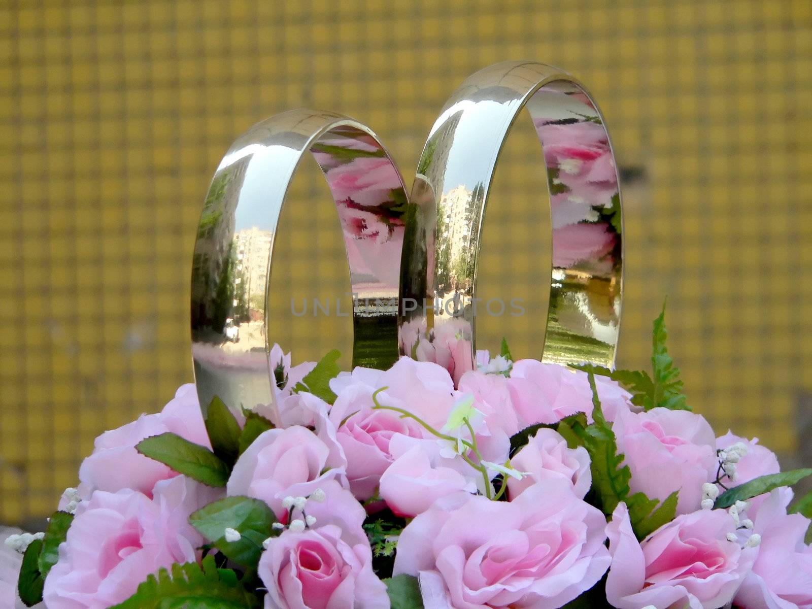 Weddings rings on car