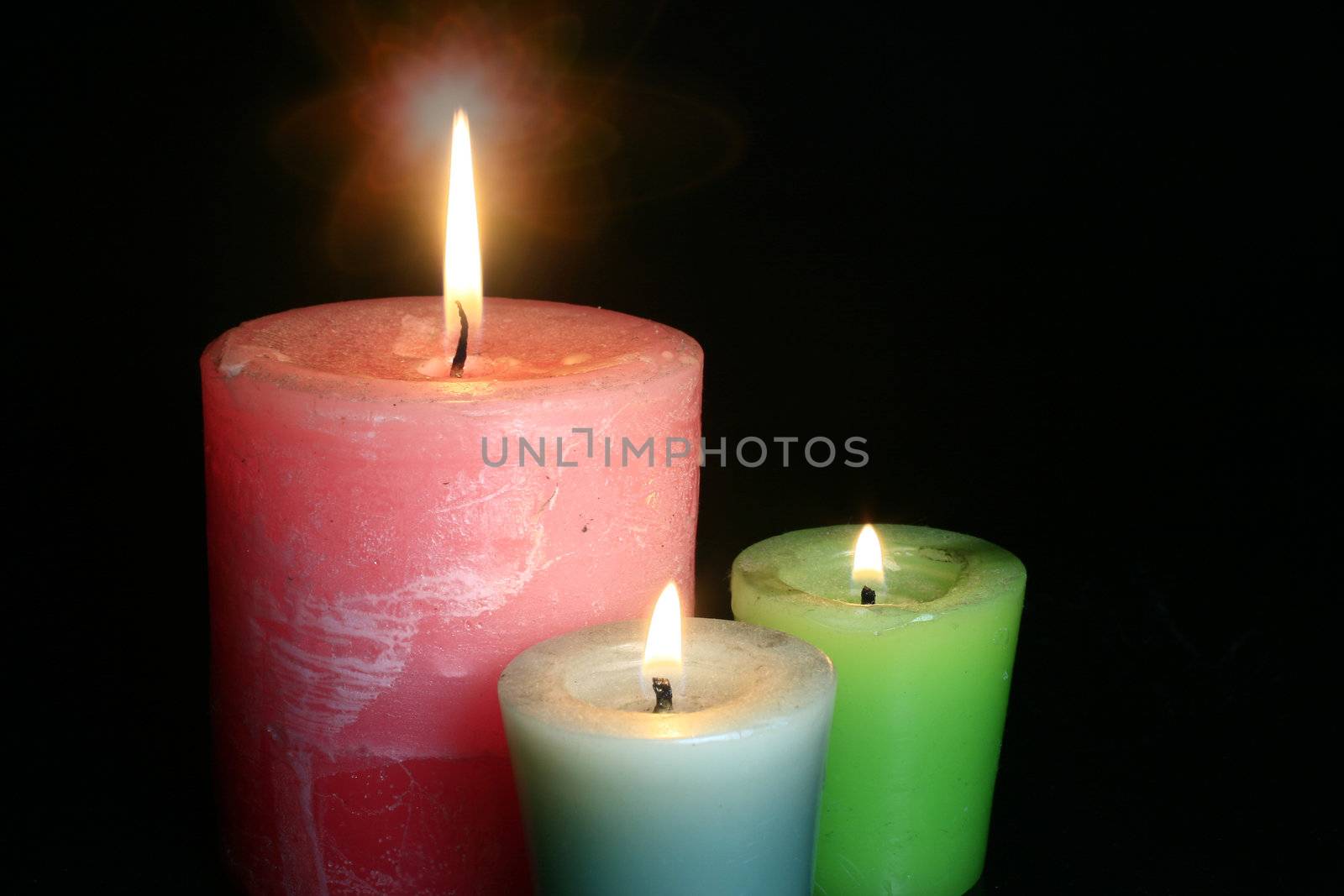 Bright Candle Lights with one illustration photoshopped halo