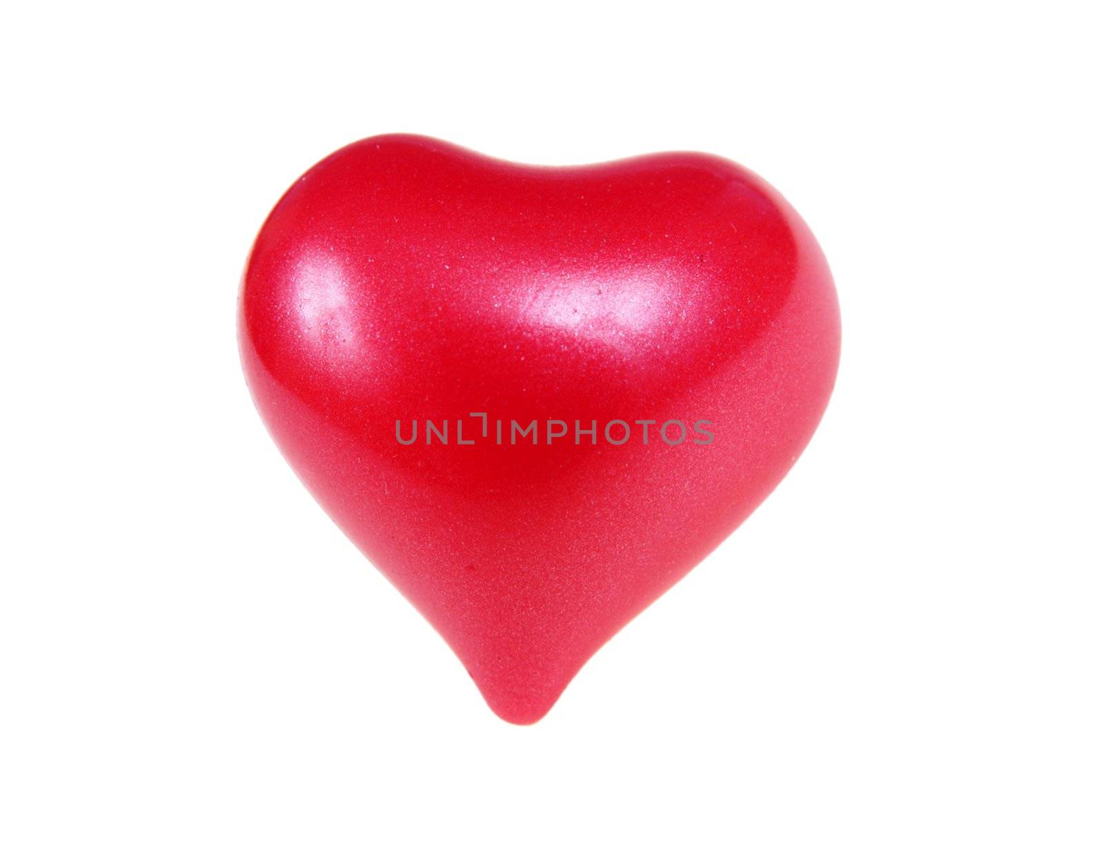 Beautiful red rubber heart as symbol love isolated on white