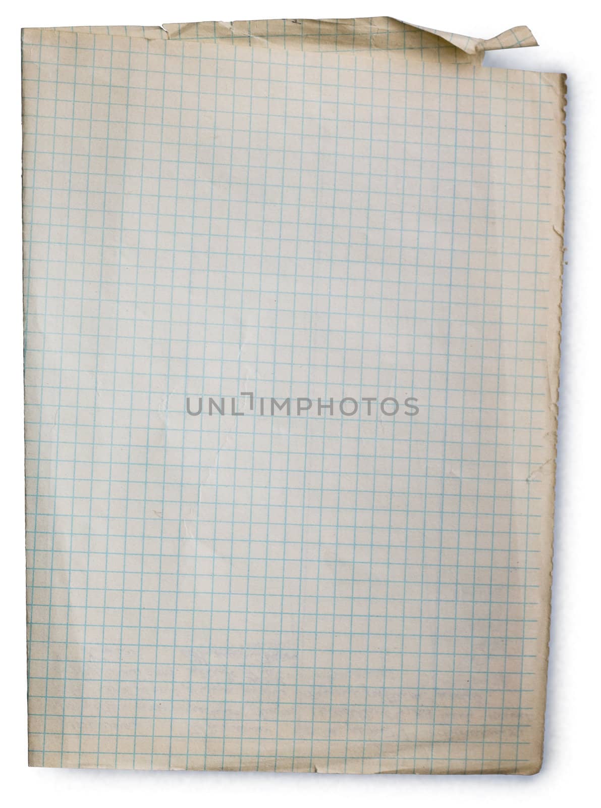 Old square lined paper from note book. Clipping path included to easy remove object shadow or replace background.