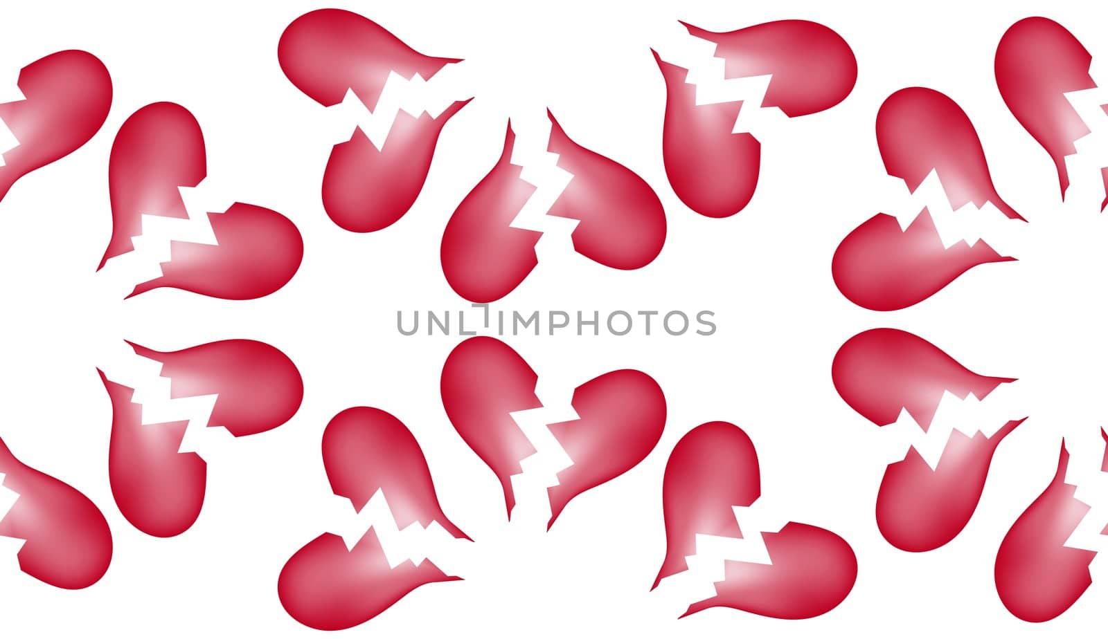 A seamless tile pattern background made out of broken hearts.