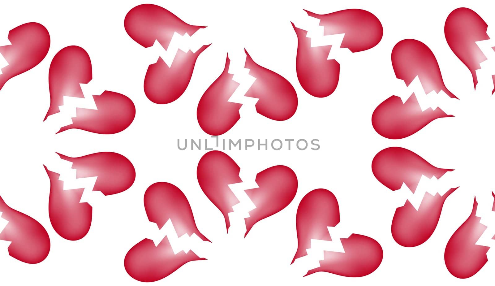 A seamless tile pattern background made out of broken hearts.