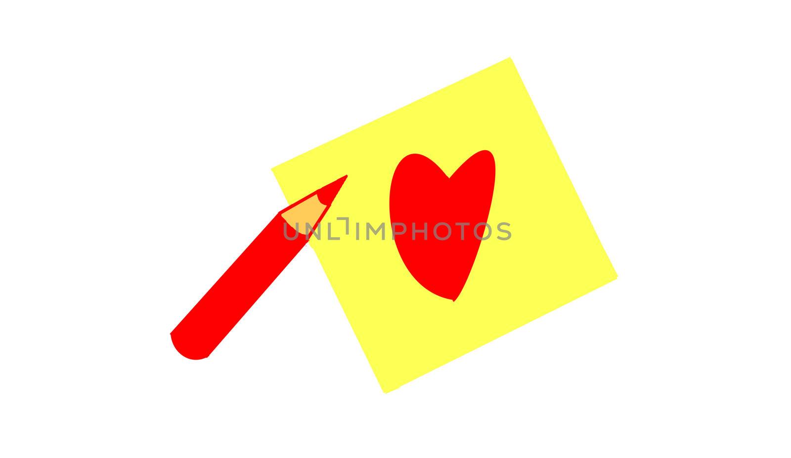 red pencil and red heart