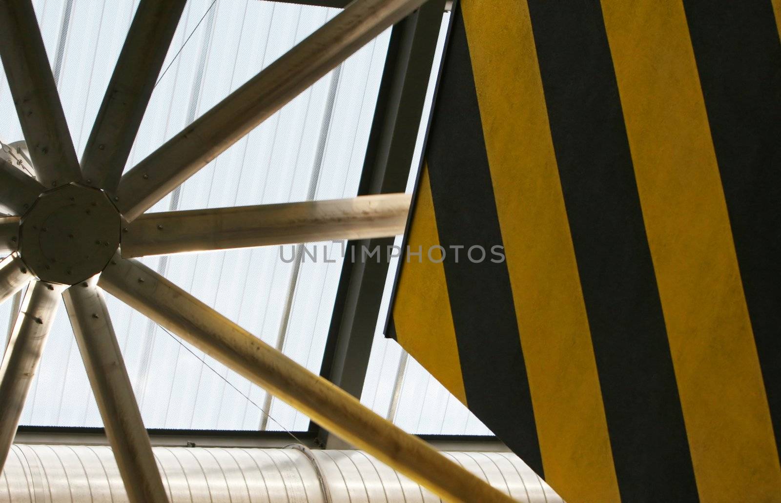 Giant industrial fan in a modern building