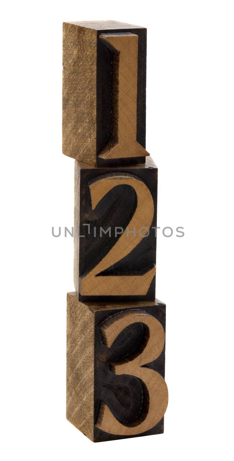 one, two, three wood numbers by PixelsAway