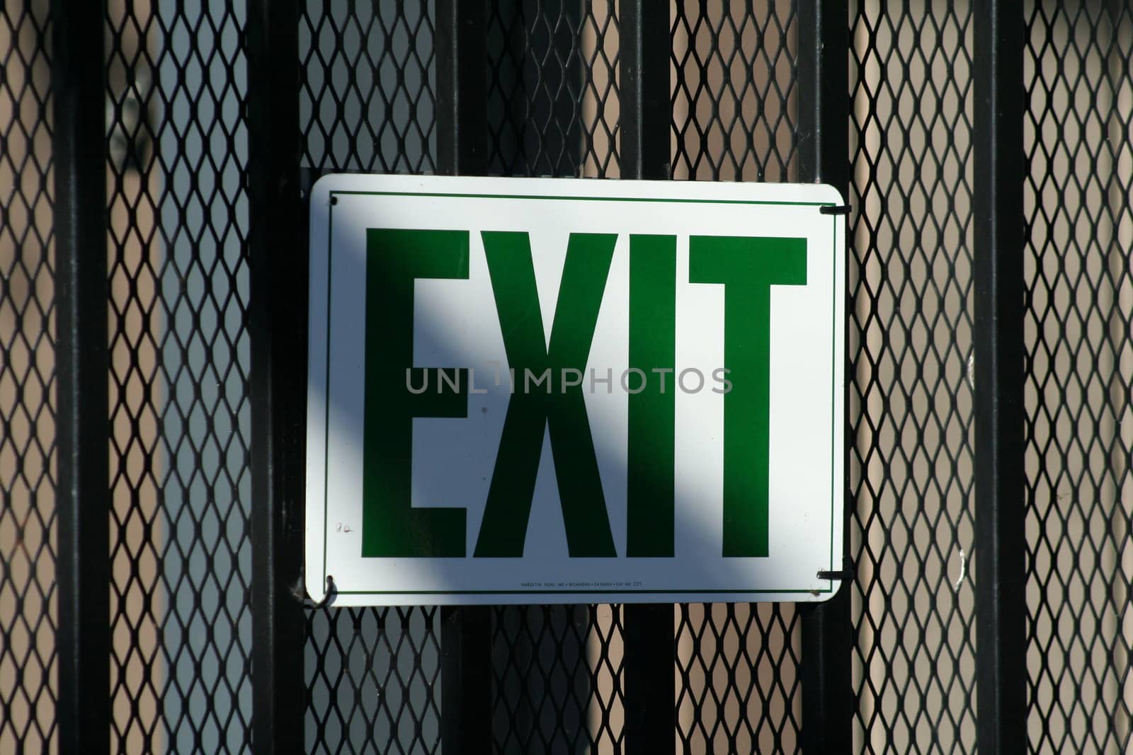 Close up of an exit sign.