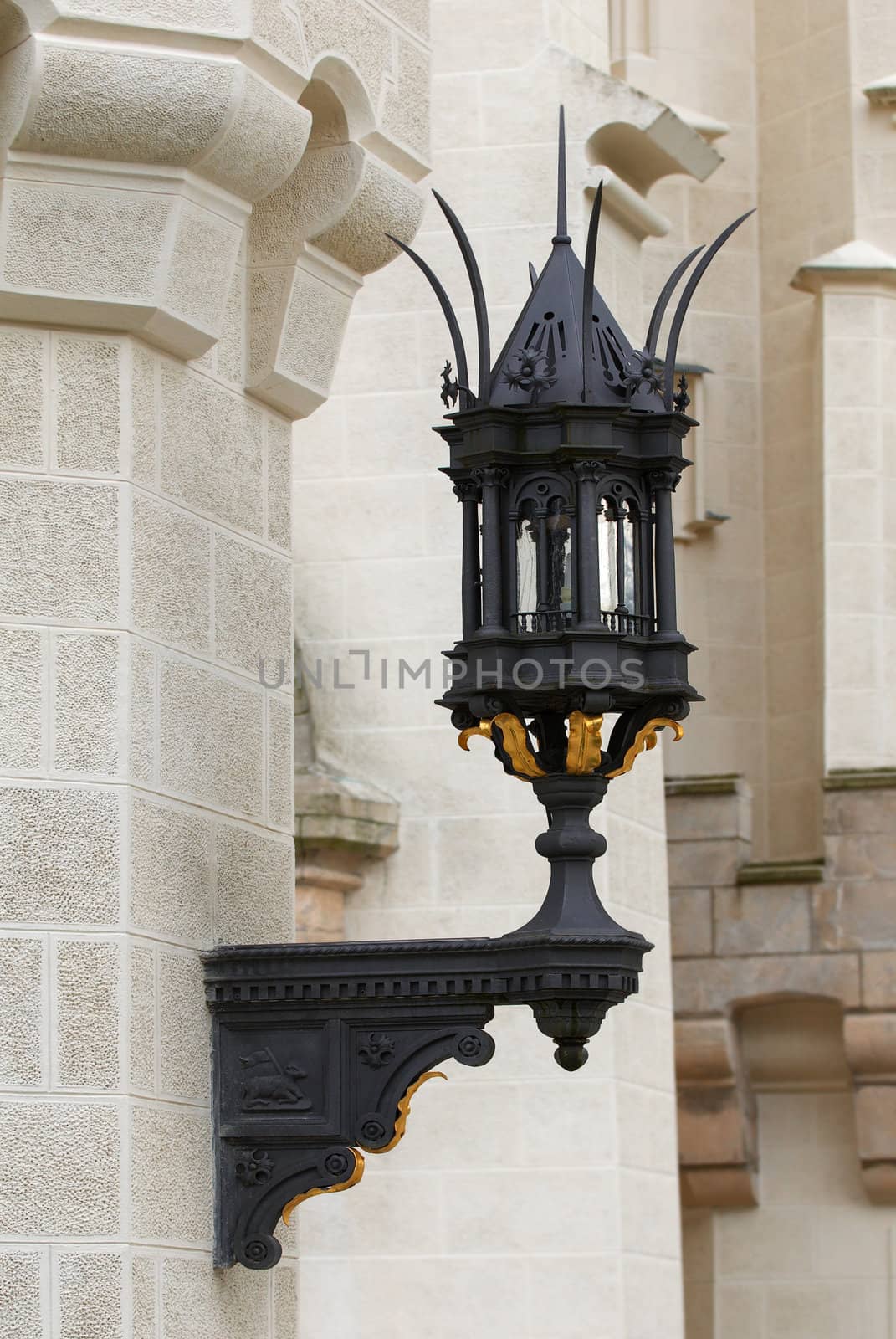 Medieval lantern at  gate of castle Hluboka nad Vltavou