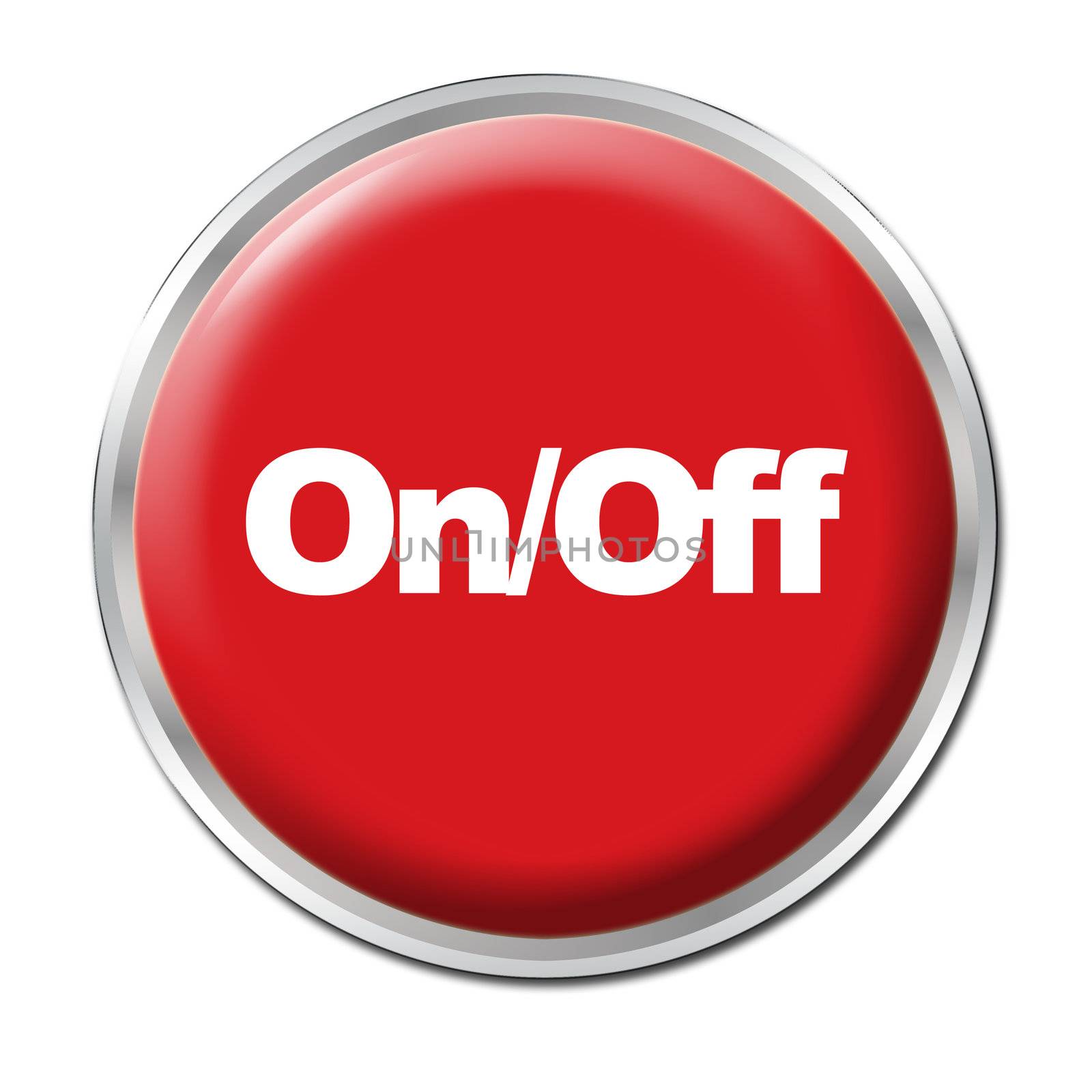 Red round button with the symbol On/Off