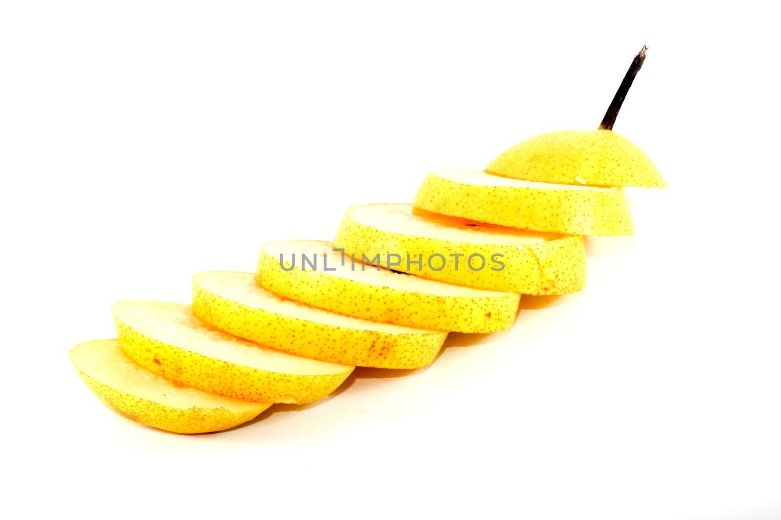 close-up of a sliced pear Nashi - Pyrus pyrifolia