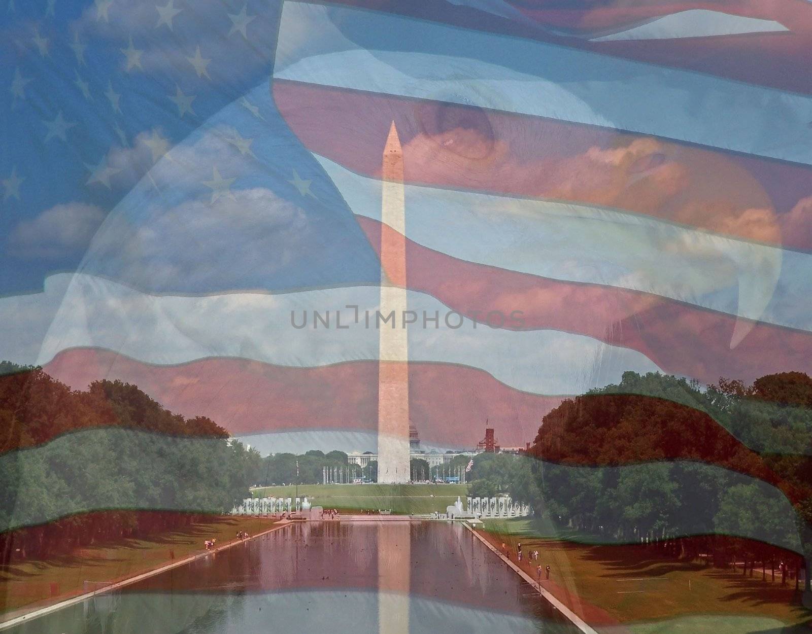 Flag Eagle Washington Monument Composite by bellafotosolo