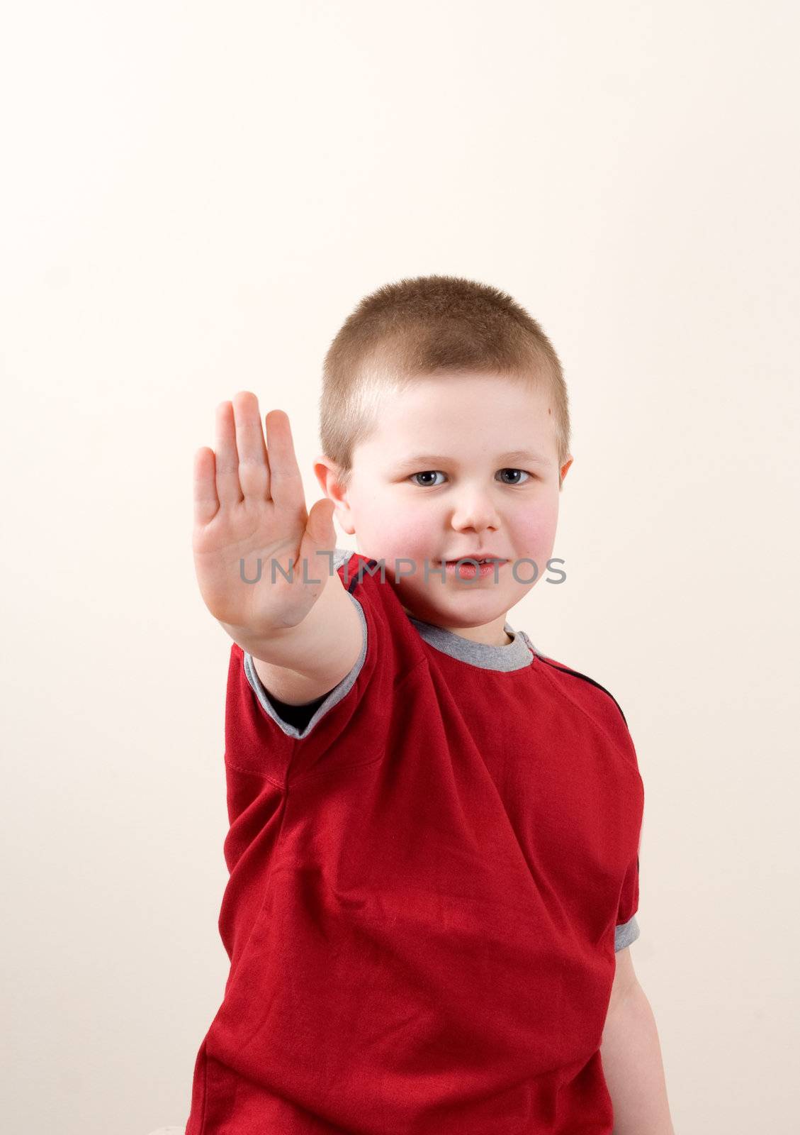 small boy portrait, gesture stop