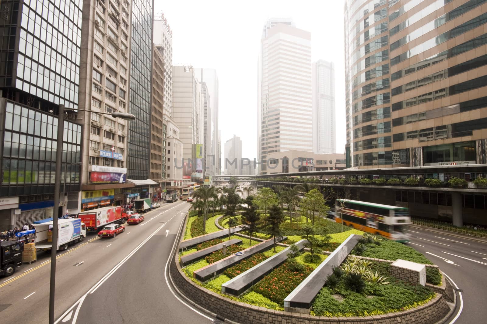 Cars passing a u turn road in hong kong