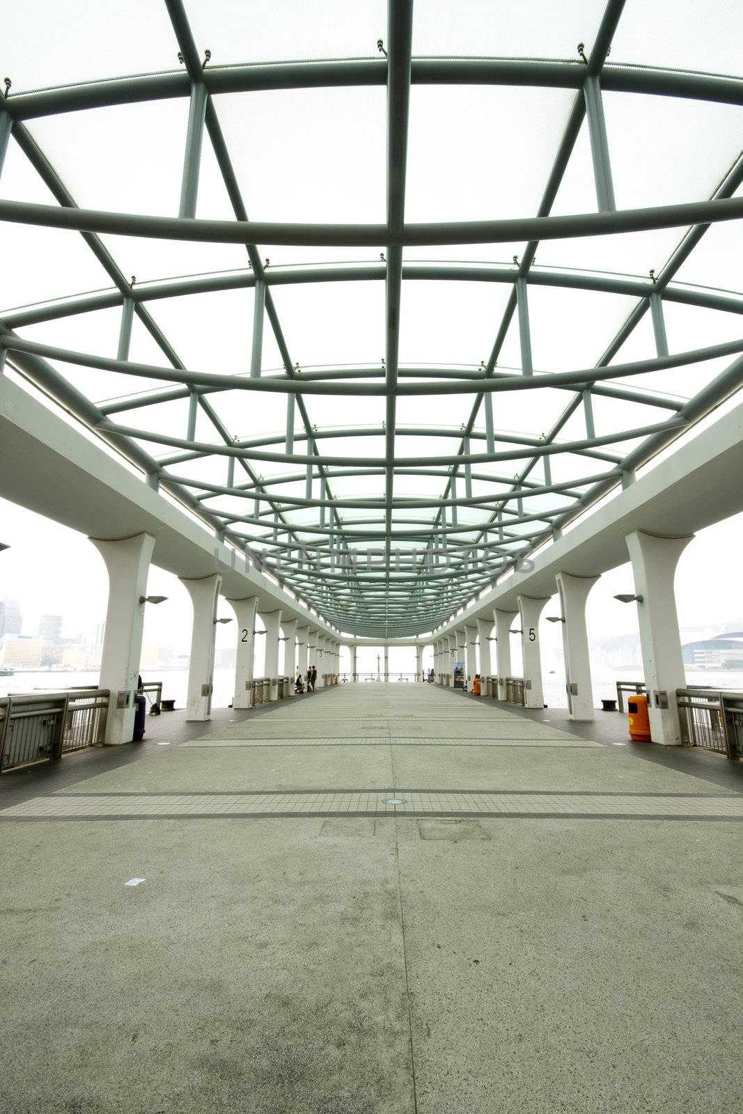 it is a steel roof of dock in hong kong