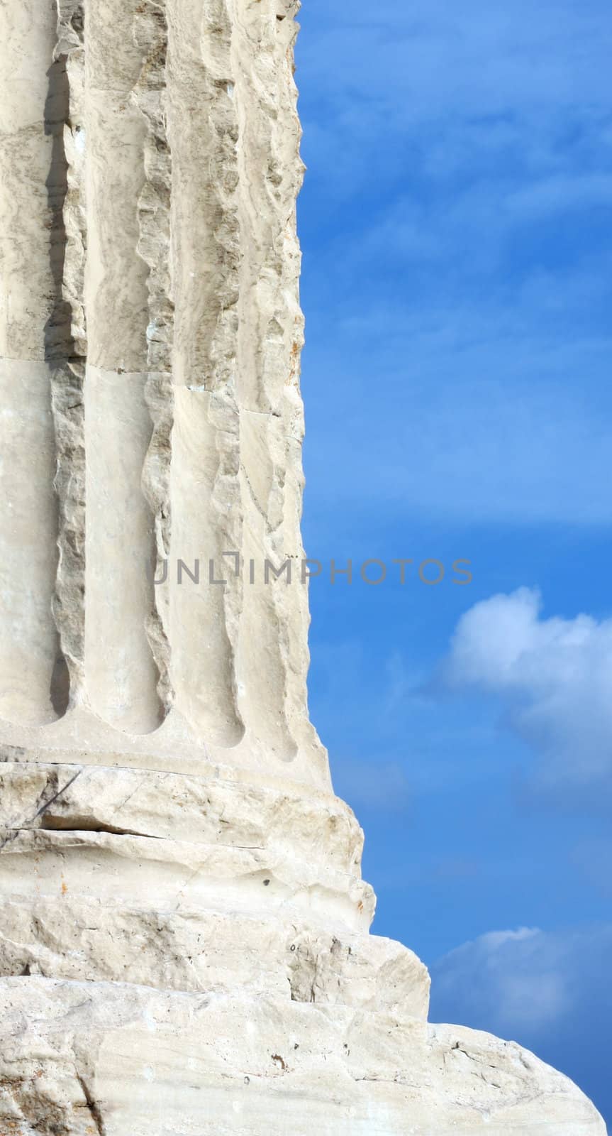Ancient Greek column close up in Athens, Greece