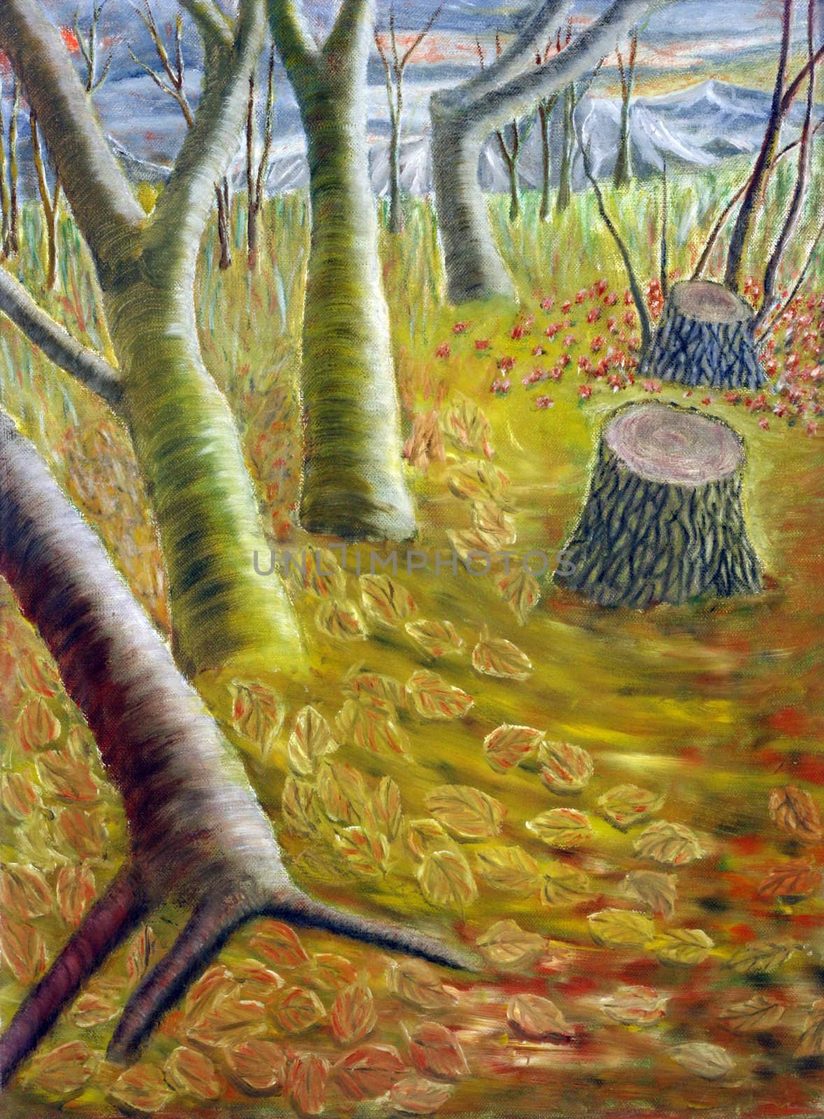 Autumn trees painting