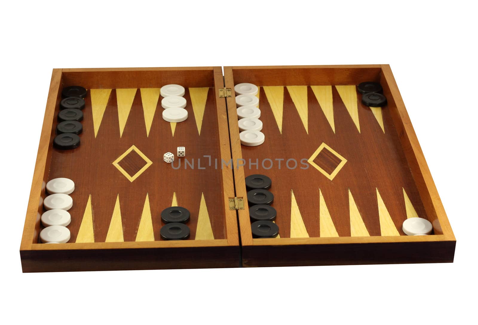 Backgammon isolated in white