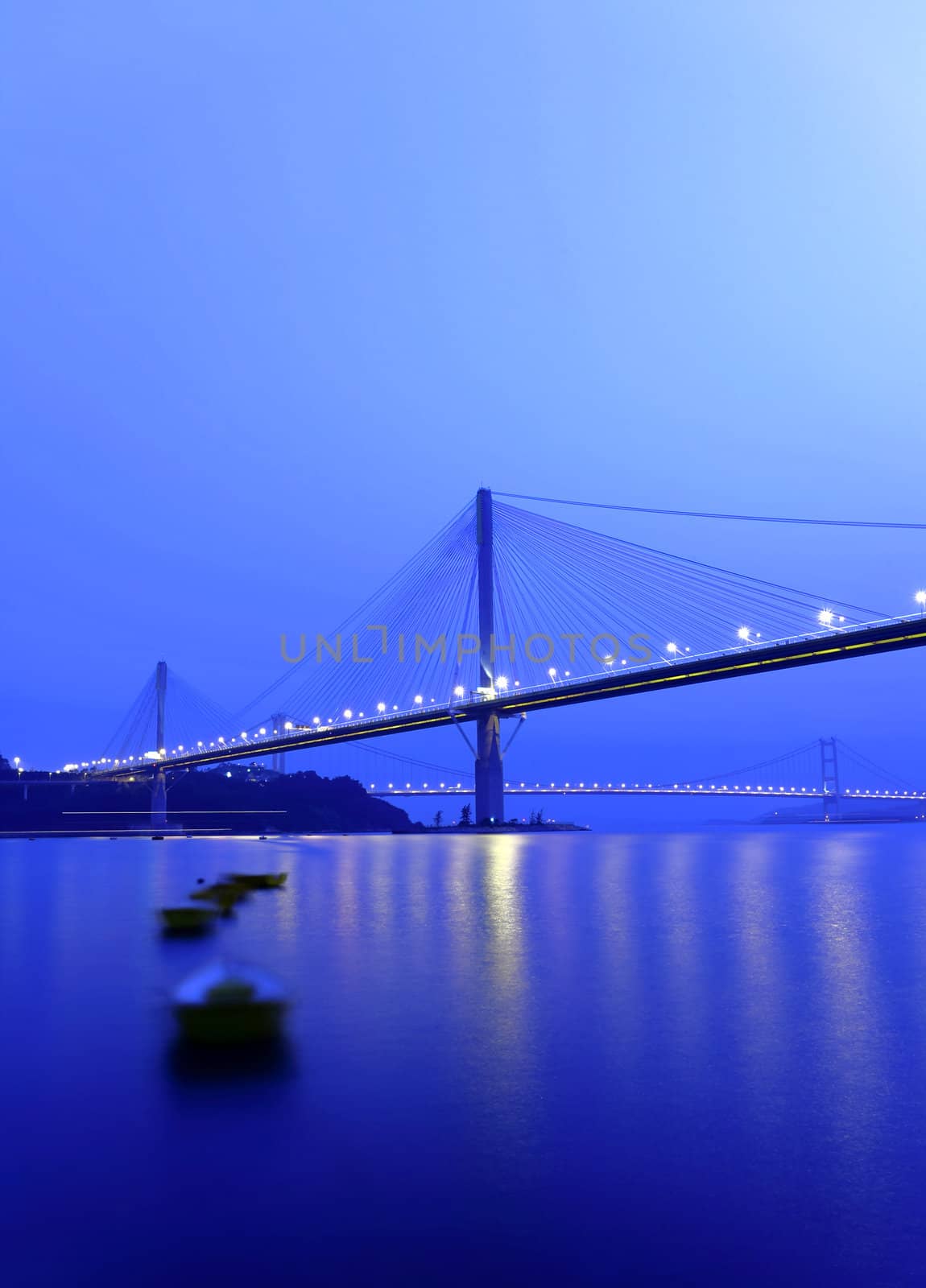 Bridge at night, in Hong Kong