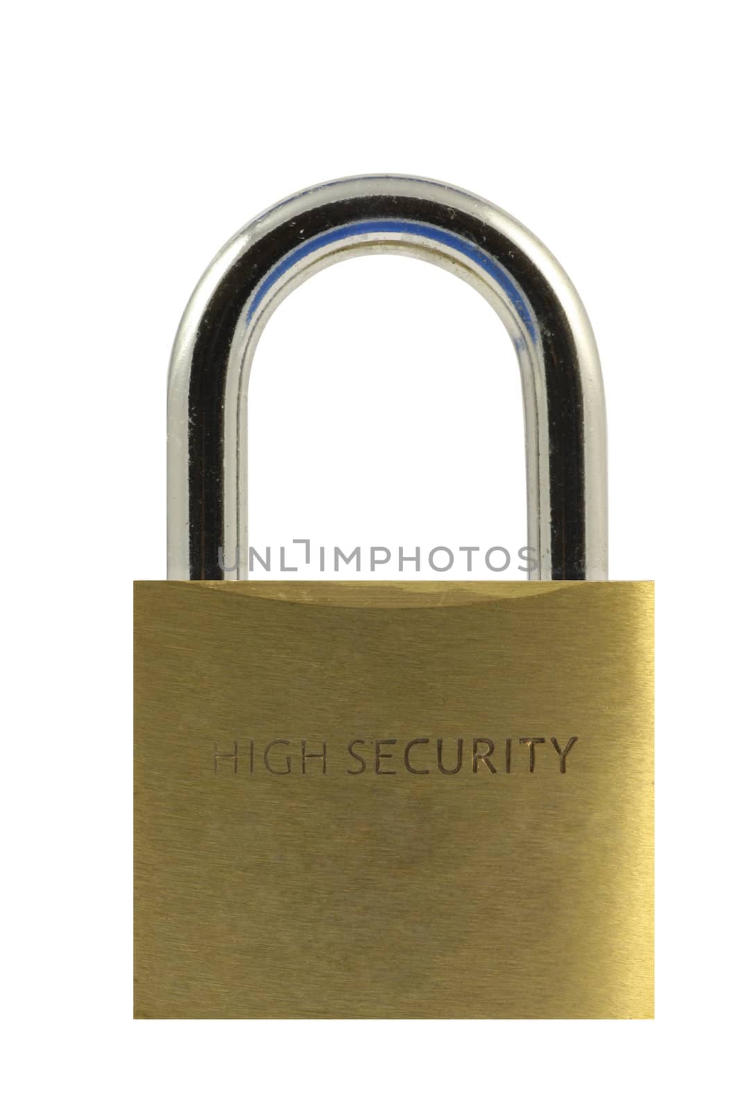 Closed padlock isolated in white
